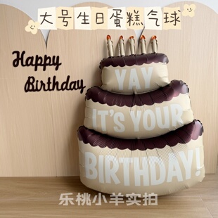 生日蛋糕气球卡通铝膜立体装饰男孩女孩生日氛围道具拍照布置用品