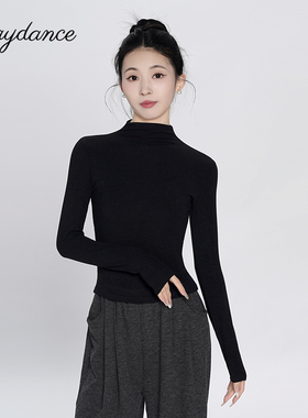 舞蹈服上衣女成人秋冬新黑色现代舞练功服长袖瑜伽中国舞形体套装