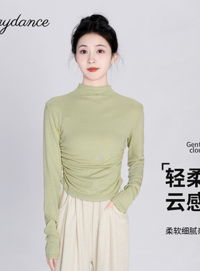 现代舞练功服上衣女成人半高领黑色舞蹈服长袖中国古典舞形体套装