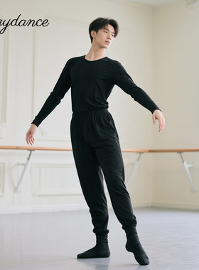 舞蹈裤艺考形体服男生套装现代舞黑色上衣成人舞蹈服练功服长袖冬