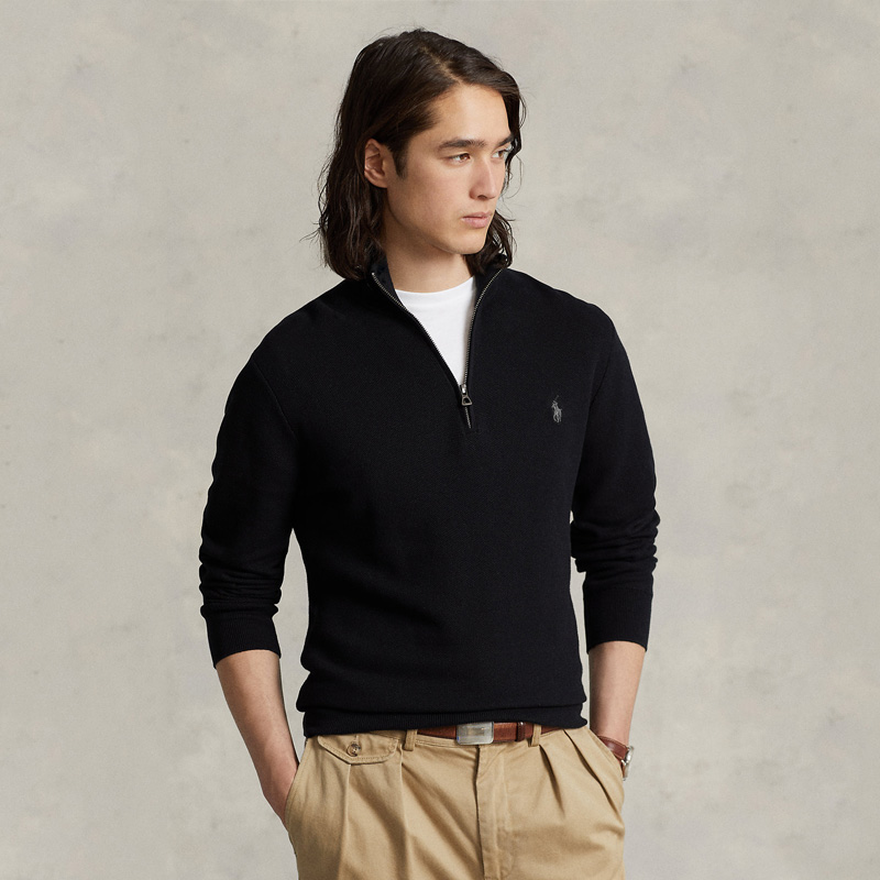 POLO RALPH LAUREN拉夫·劳伦 男士小马标半拉链套头针织衫毛衣