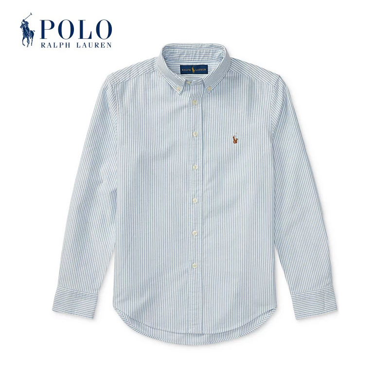 拉夫劳伦大童条纹衬衫牛津布长袖
