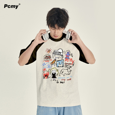 PCMY潮牌重磅纯棉情侣装短袖T恤