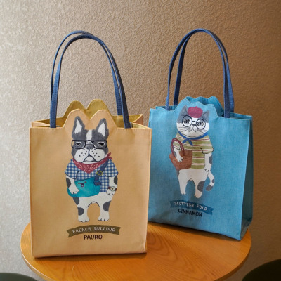 kusuguru日系刺绣帆布手提包