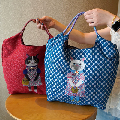 日本铃兰堂系列猫咪刺绣布包