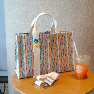 精美绣线小众款 大容量单肩手提包A4电脑斜挎包多隔层加厚手提袋