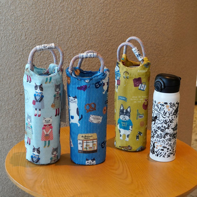 卡通印花保温杯套便携提手防烫