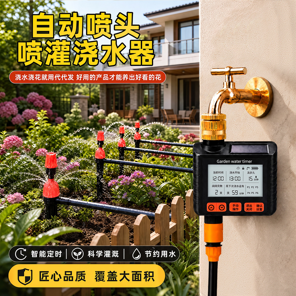 自动喷头喷灌浇水器 太阳能定时浇花神器浇灌设备喷雾化灌溉系统