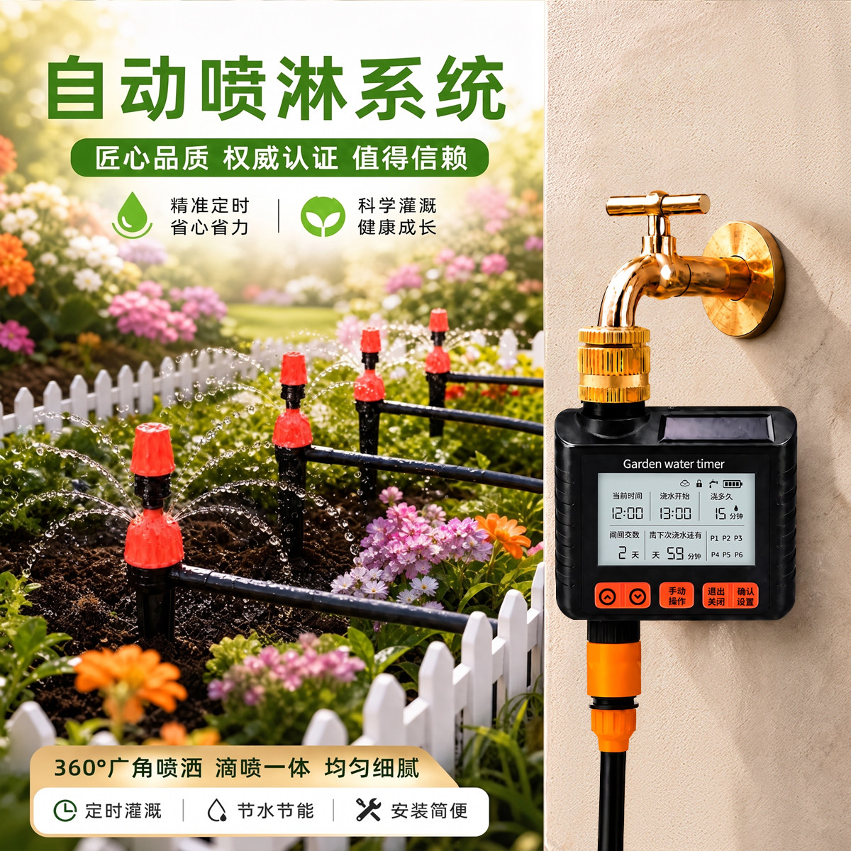 自动喷淋系统太阳能浇水神器