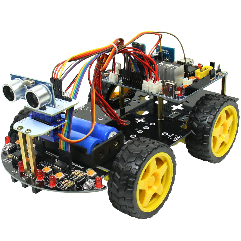 C51单片机开发板智能小车机器人 四驱WIFI视频蓝牙控制技术支持