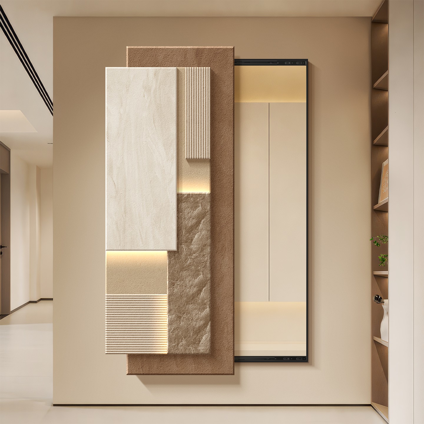 轻奢高级感隐藏式穿衣镜玄