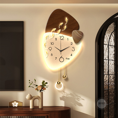 轻奢客厅背景墙装饰画带钟表