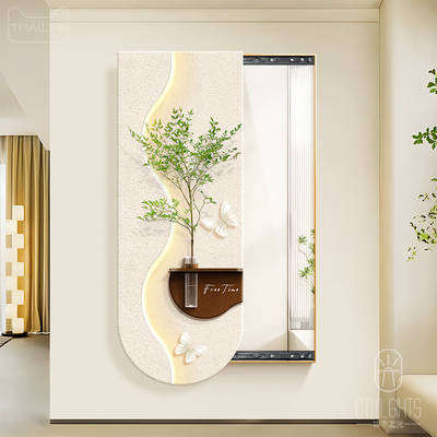 玄关隐形推拉全身镜装饰画