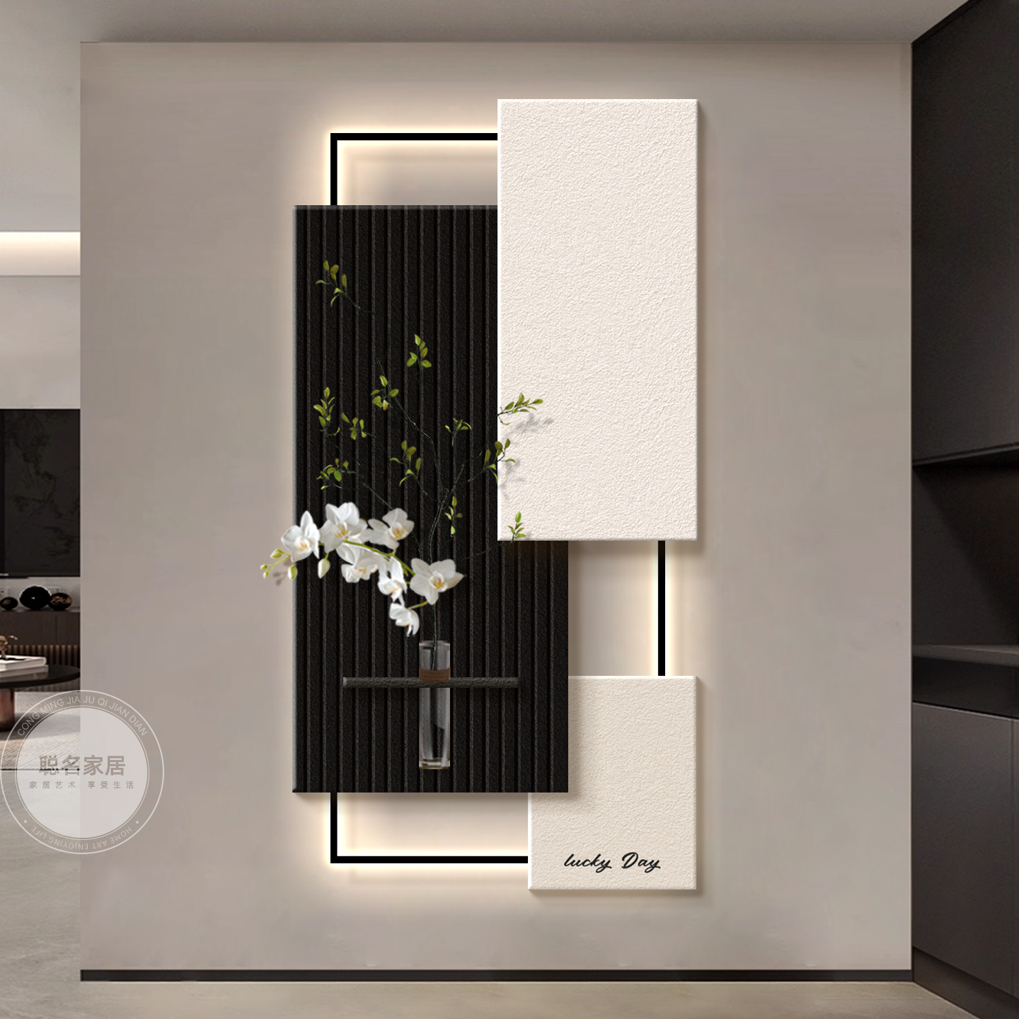 立体砂岩2025新款意式极简玄关