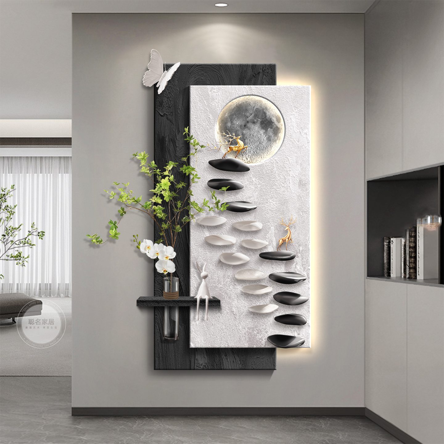 步步高升玄关装饰画轻奢高级感