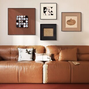 饰画沙发背景墙挂画 复古风高级感绿色客厅装 立体砂岩2025新款 法式