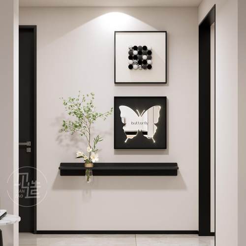 意式极简客厅蝴蝶镜子装饰画