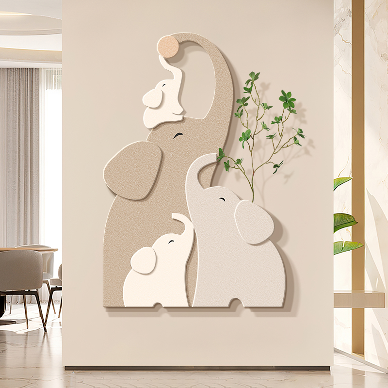 大象入户门玄关装饰画奶油