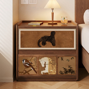 中古风全实木床头柜高级感桃木色家用卧室收纳柜2026新款沙发边柜