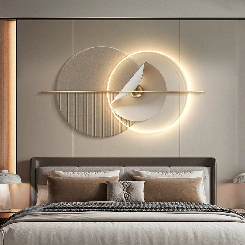 卧室床头装饰画轻奢高级感主卧壁饰LED灯光画客厅墙意式极简挂画