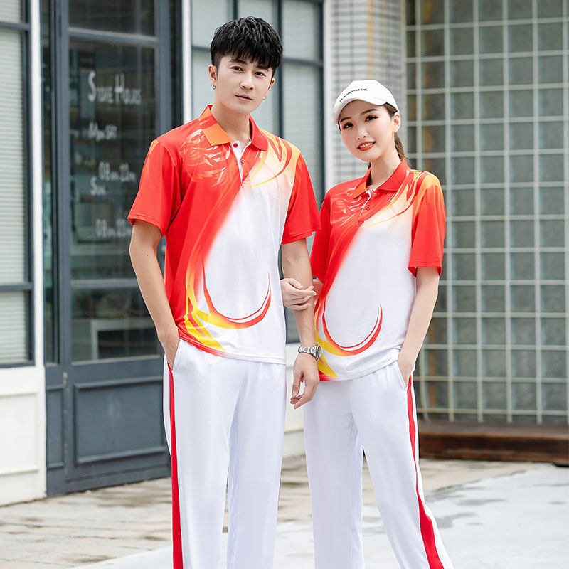 SHORT-SLEEVED TRACKSUITS WOMENS SUMMER HIKING RUNNING AND RUNNING APPAREL SPORTS MEETING APPEARANCE CLOTHES COMPETITION UNIFORMS AND PERFORMANCE TEAM UNIFORMS