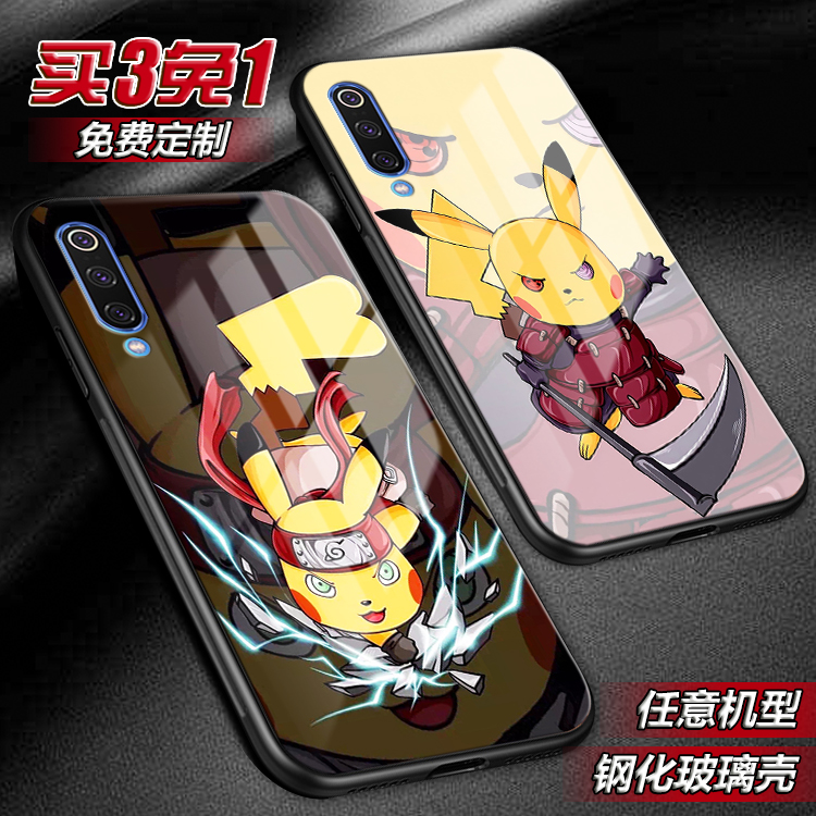 Pikachu适用小米cc9p红米note9皮卡丘cos8玻璃k30火影20pro手机壳