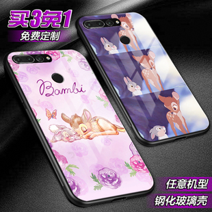 小鹿斑比桑普兔可爱适用荣耀v30萌20pro note10 9i玻璃play手机壳