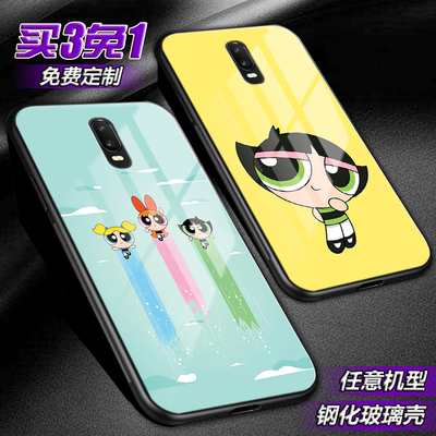 飞天小女警适用oppor17pro r11 r9splus玻璃reno4 3手机壳 定制潮