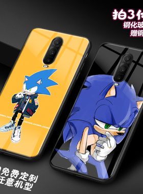 索尼克适用oppor17pro r11蓝色刺猬电音小子r9splus玻璃a79手机壳