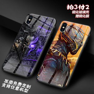漫威Black Panther适用iphone11pro苹果12XsMax玻璃xr手机壳678p