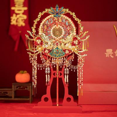 舞绣缘团扇diy材料包双面成品喜扇新娘出嫁礼物秀禾团扇高级感