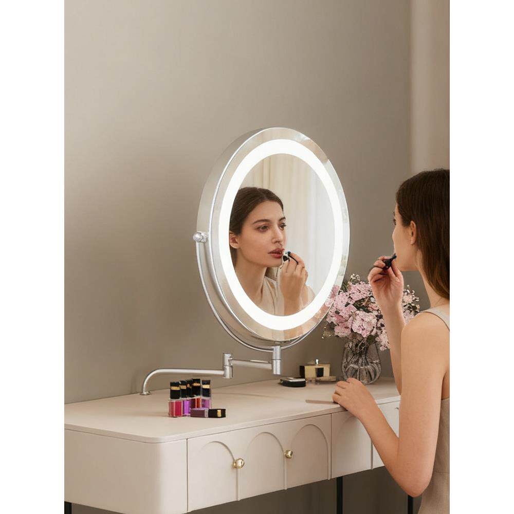 LED伸缩化妆镜化妆镜可拉伸桌面化妆镜可伸缩折叠化妆镜led化妆镜