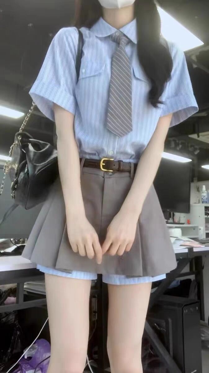 夏季盐系穿搭炸街小个子网红减龄学院风jk制服衬衫两件套装裙子女 女装/女士精品 连衣裙 原图主图