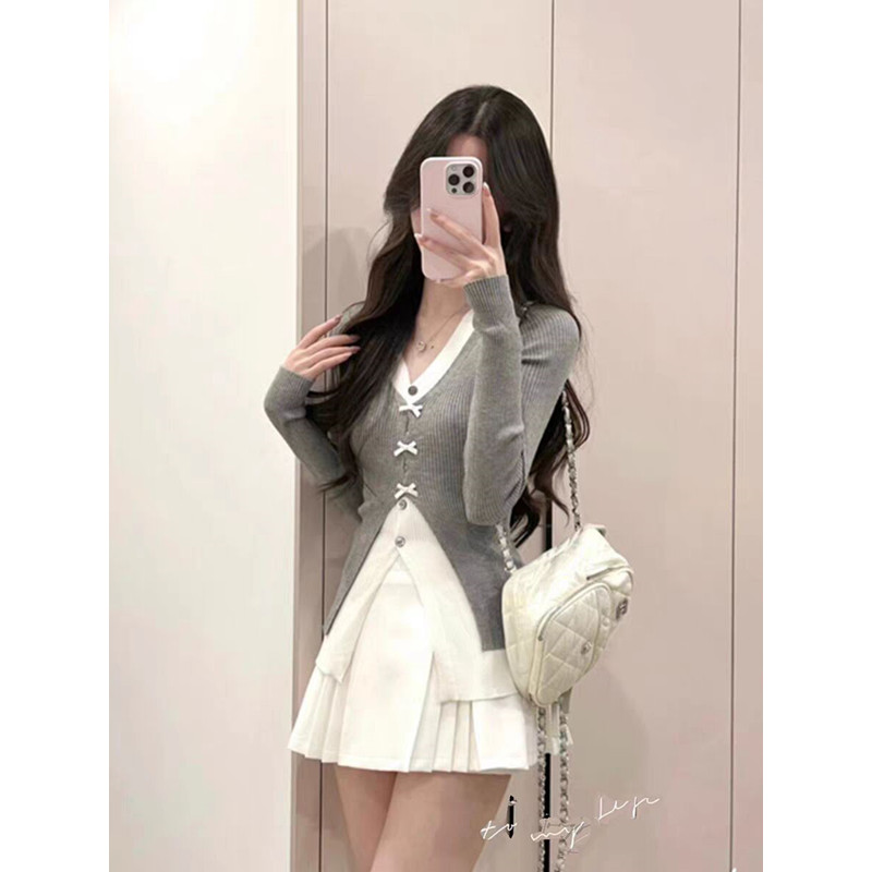 小个子独特绝美学院风毛衣短裙女