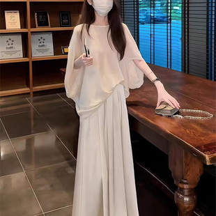 夏季 女 清纯系穿搭一整套巨好看 轻奢温柔风上衣缎面半身裙子套装