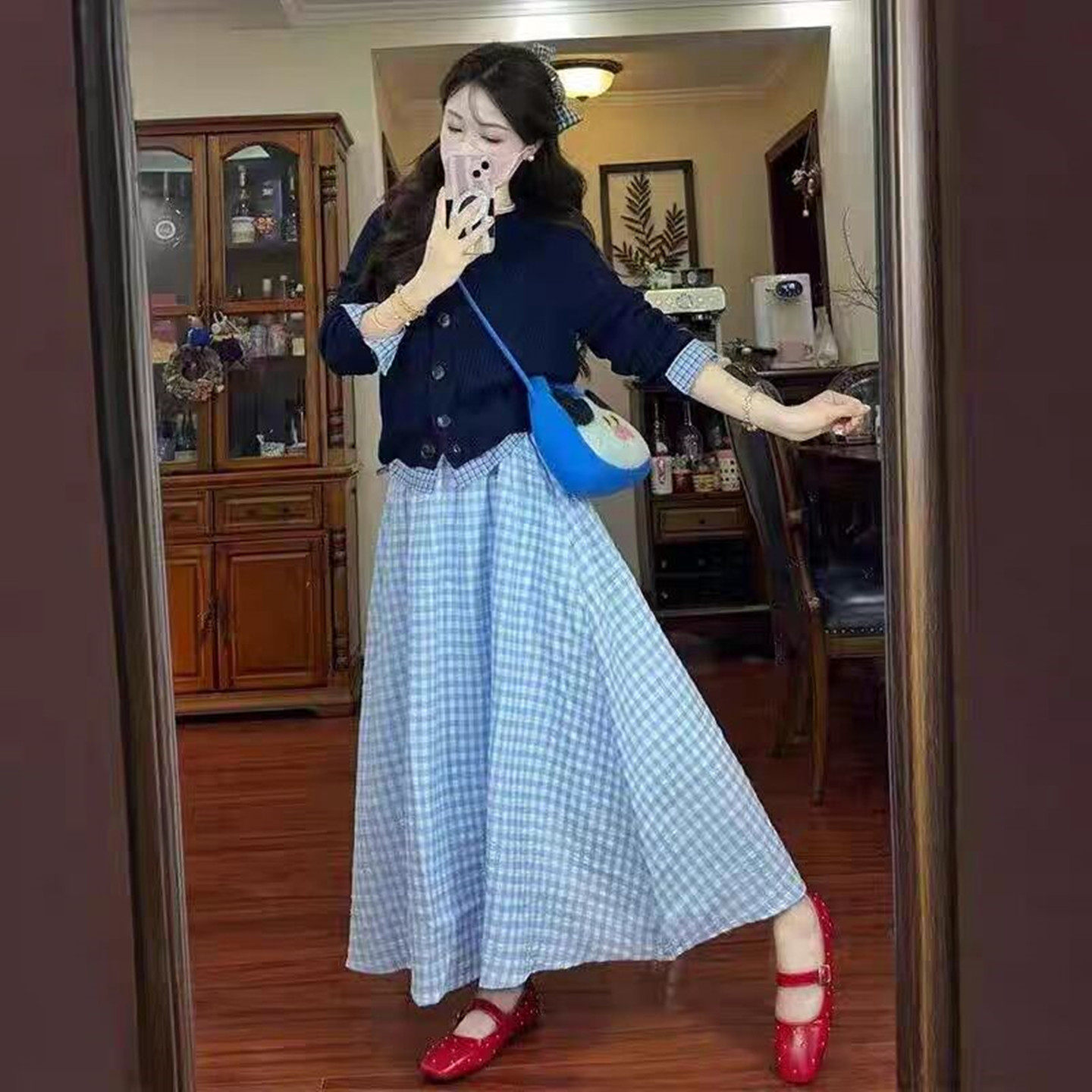 miu里miu气高级感拼接针织开衫女