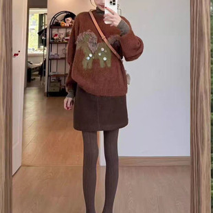冬装美拉德穿搭一整套韩系独特气质慵懒小香风毛衣裙子两件套装女