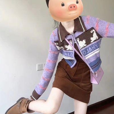 巨好看学院风费尔岛针织开衫裙子