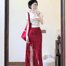 夏日绝美小裙子初夏chic甜辣穿搭一整套独特漂亮碎花连衣裙套装女