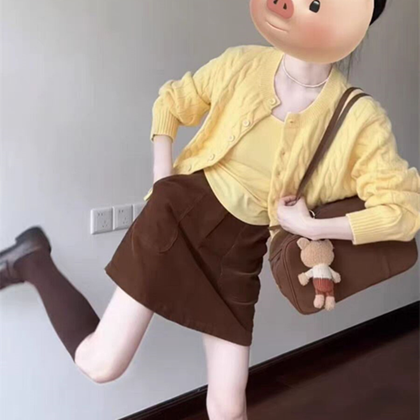 miu里miu气小香风针织开衫套装裙