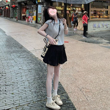 巨好看的夏日ootd穿搭一整套法式气质温柔风POLO领上衣裙子套装女