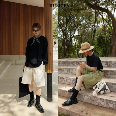 trueidea25春夏 匹马棉麻宽松日系百搭6分中裤短裤