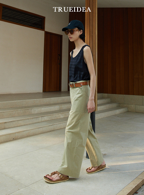 trueidea25夏 色织水洗匹马棉 立裁百搭直筒休闲裤