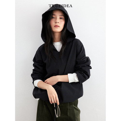 trueidea色织棉日系套头连帽衬衫