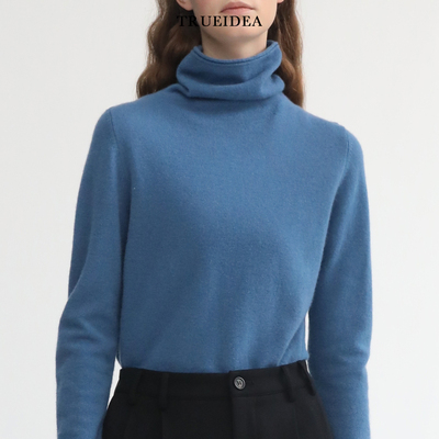trueidea纯羊毛堆堆领套头打底衫