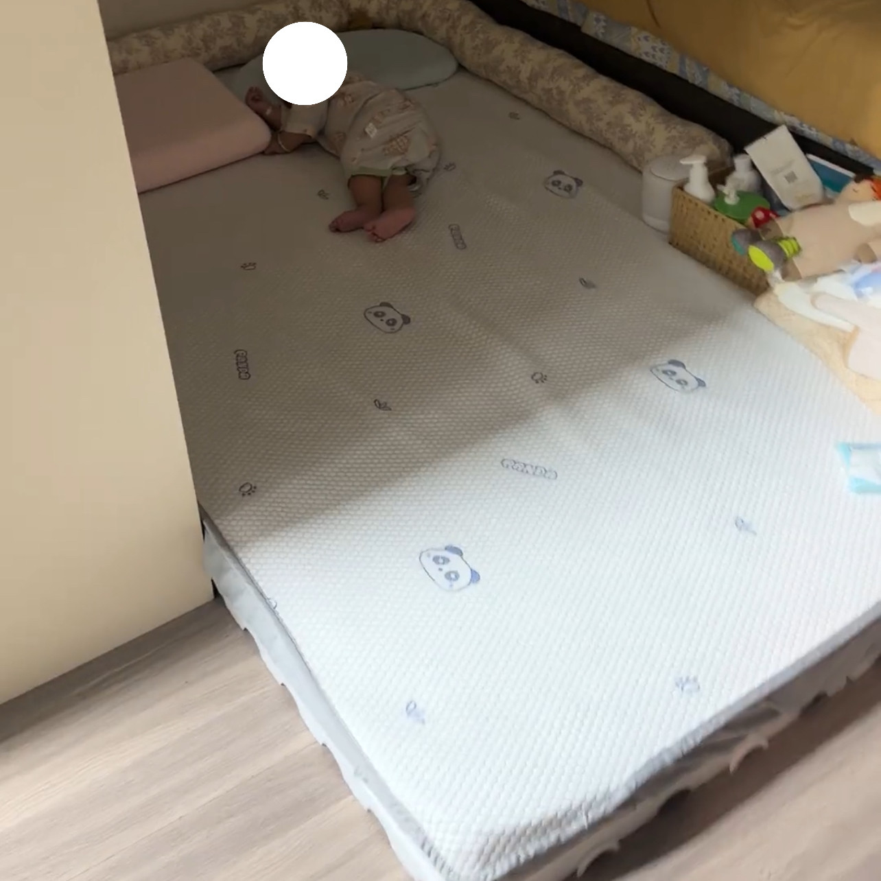 婴儿拼接床凉感床垫套卡通凉席熊猫图案可爱夏季儿童冰丝床笠