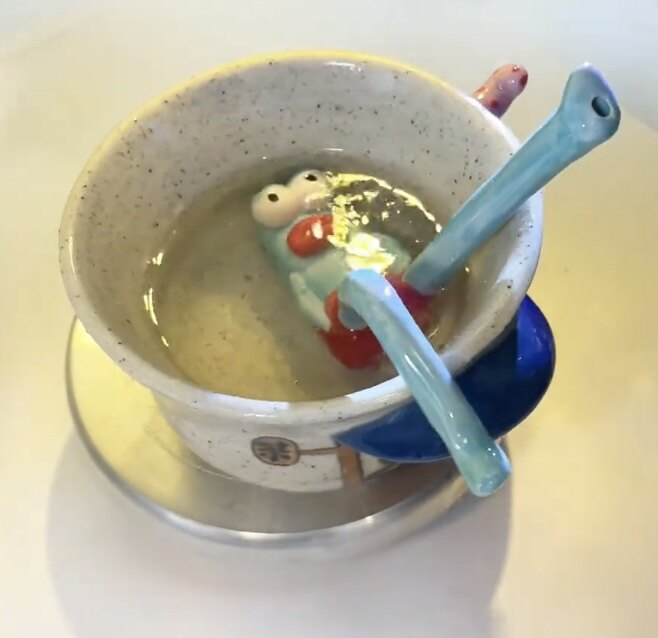 搞怪丑鱼创意陶瓷吸管摆件打工人专属解压水杯装饰送礼物