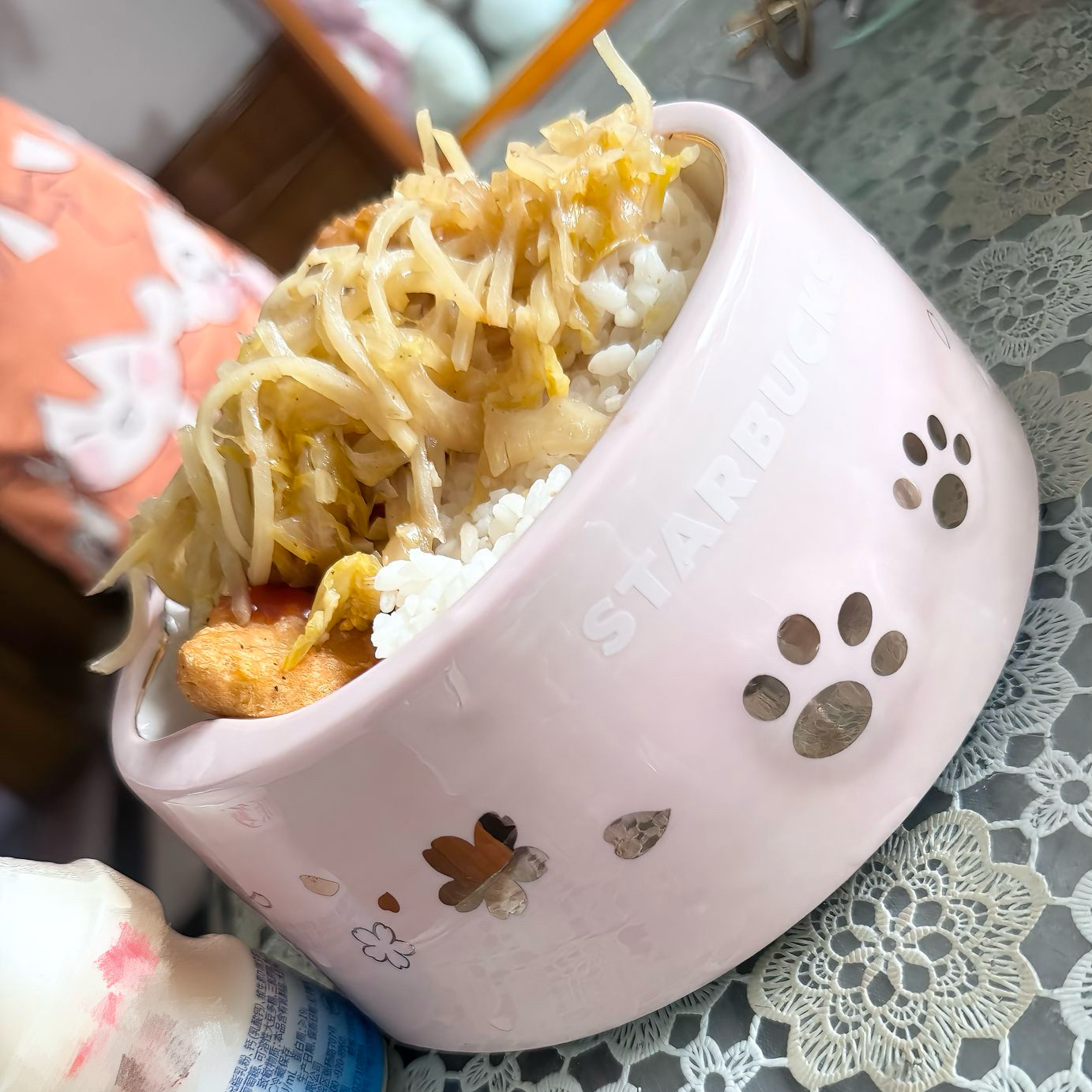 可爱猫爪盆樱花碗防打翻易清洗可爱新款粉色2026陶瓷猫狗食盆
