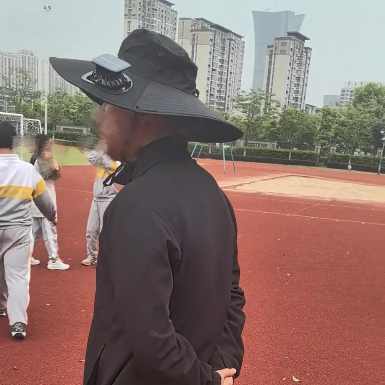 黑色简约便携帽子太阳能风扇帽子钓鱼防晒登山探险太阳大檐遮阳帽