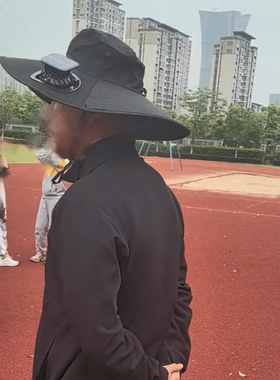 黑色简约便携帽子太阳能风扇帽子钓鱼防晒登山探险太阳大檐遮阳帽